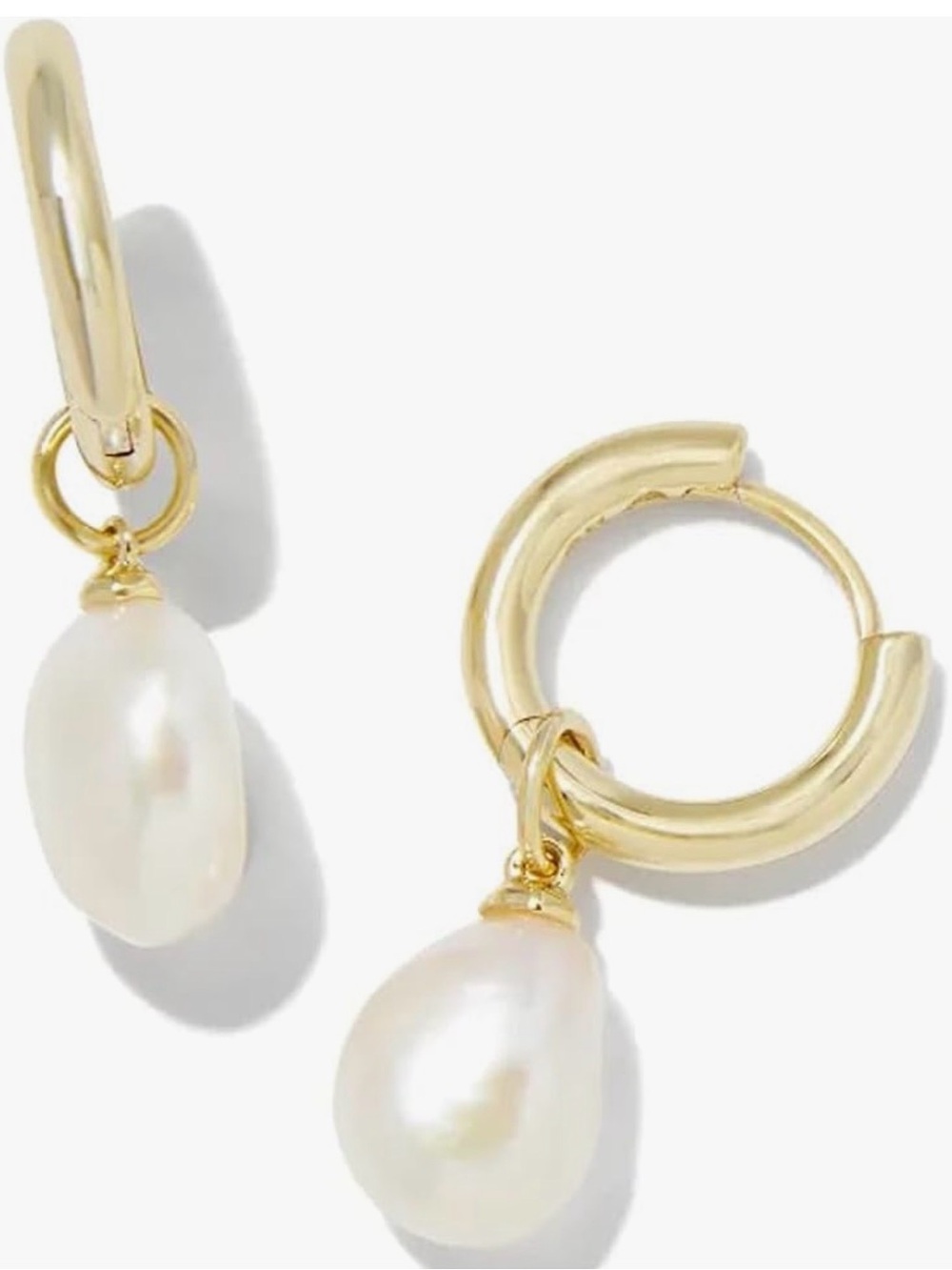 NWT Kendra Scott Willa Convertible Gold Pearl Huggie Earrings